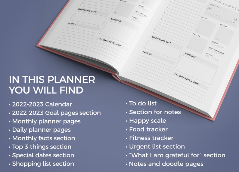 20222023 / 20232024 Daily Planner. Customized Yearly Journal Etsy