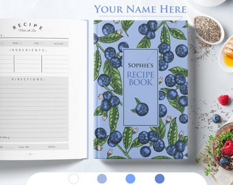 Personalized recipe book with measurement page. Write your own 228 recipes! Custom gift for birthday, gift for mom and dad. Hard-soft covers