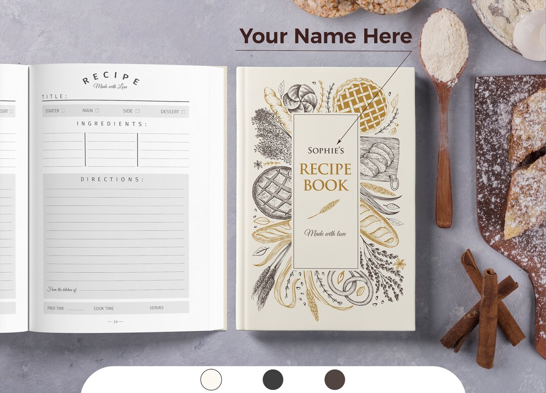 Recipe Book to Write in Your Own Recipes, Sprial Personal Blank Recipe Book,  15 Tabs for Family Cooking Lover, 120 Pages Recipe Organizer