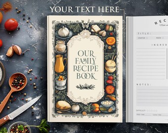 Write your own 114/228 recipes-Personalized blank recipe journal with measurement page. Custom gift for birthday, gift for her, gift for mom