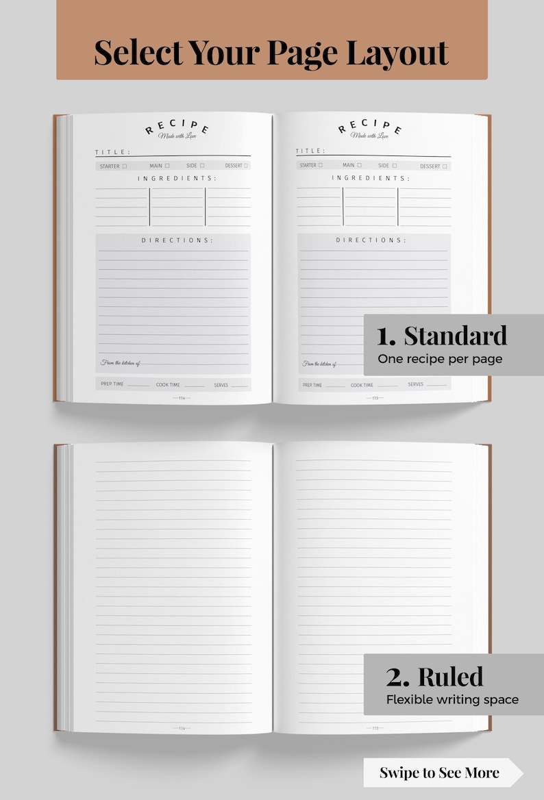 Personalized Recipe Journal: Family Recipe Book for 228+ recipes. Custom Blank Cookbook image 7