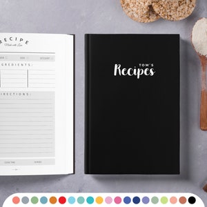 Personalized recipe book with measurement page. Write your own 228 recipes! Custom gift for birthday, gift for mom and dad. Hard-soft covers