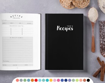 Personalized recipe book with measurement page. Write your own 228 recipes! Custom gift for birthday, gift for mom and dad. Hard-soft covers