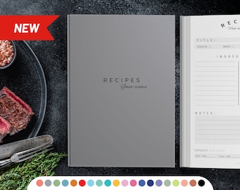 Personalized recipe book with measurement page. Write your own 228 recipes! Custom gift for birthday, gift for mom and dad. Anniversary gift