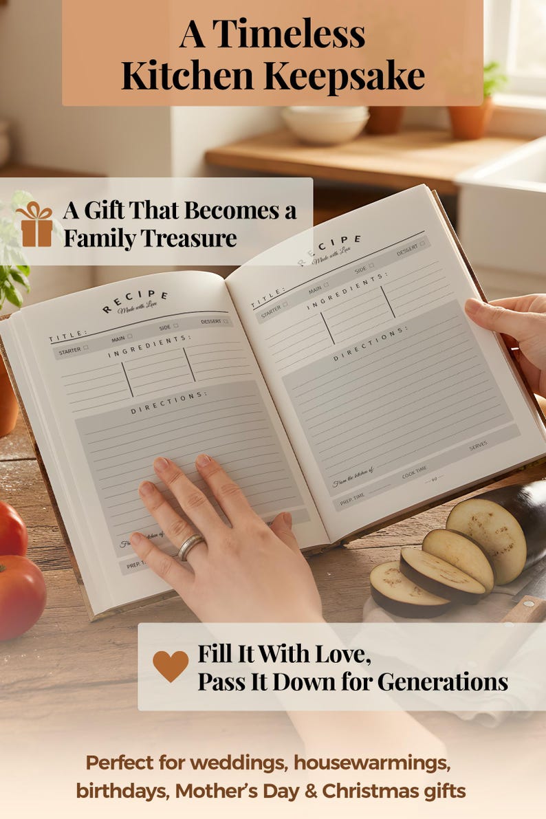 Personalized recipe book with measurement page. Write your own 366 recipes! Custom gift for birthday, gift for mom and dad. Anniversary gift image 18
