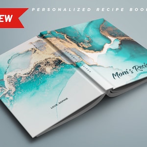 Write your own 114 or 228 recipes-Personalized blank cookbook with measurement page. Custom birthday gift, gift for friend, gift for mom