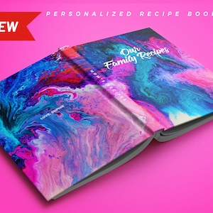 Write your own 114 or 228 recipes-Personalized blank cookbook with measurement page. Custom birthday gift, gift for friend, gift for mom