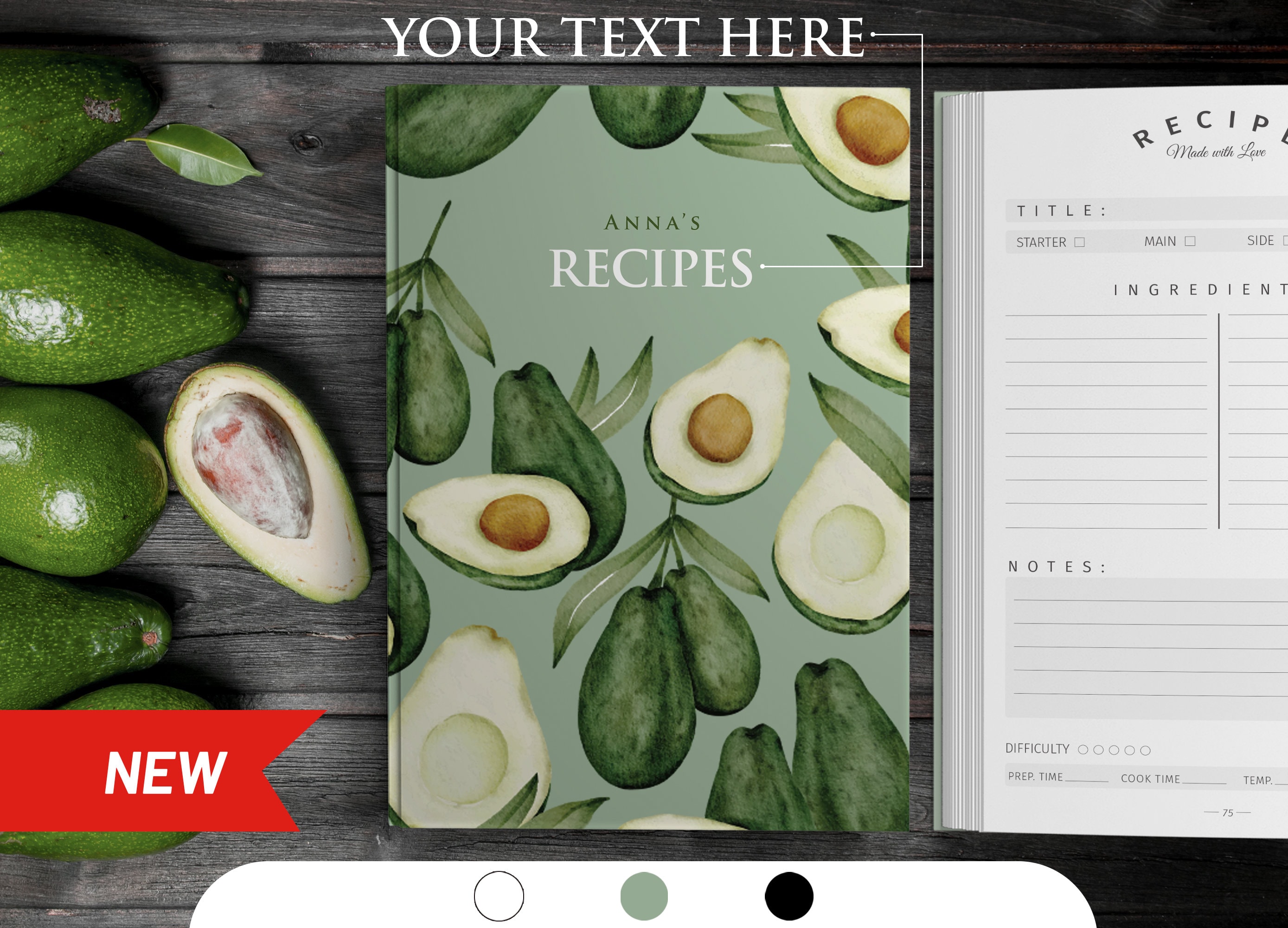 Personalized recipe journal to write your favorite recipes, custom recipe book, blank cookbook, birthday gift for mom, anniversary gift idea