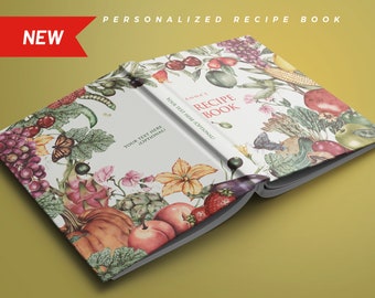 Write your own 114 or 228 recipes-Personalized blank cookbook with measurement page. Custom gift for birthday, gift for friend, gift for mom