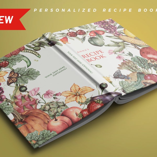 Write your own 114 or 228 recipes-Personalized blank cookbook with measurement page. Custom gift for birthday, gift for friend, gift for mom