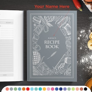 Personalized recipe book with measurement page. Write your own 228 recipes Custom gift for birthday, gift for mom and dad. Anniversary gift image 1