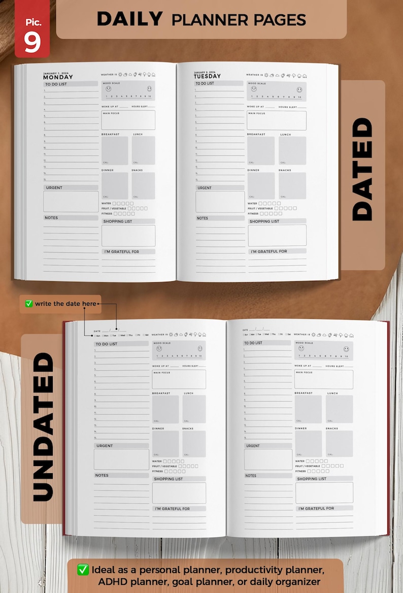 Personalized 2026-2027 Planner: Custom Agenda, Weekly Goals Journal imagen 9