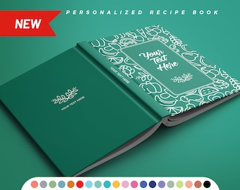 Personalized recipe book with measurement page. Write your own 228 recipes! Custom gift for birthday, gift for mom and dad. Anniversary gift