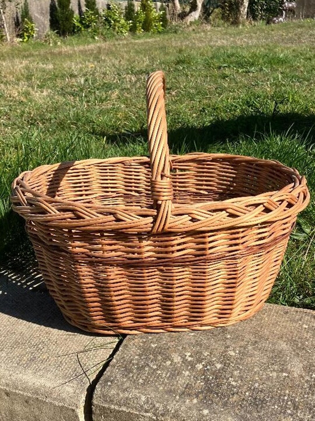 Vintage Wicker Cane Shopping Basket Etsy UK
