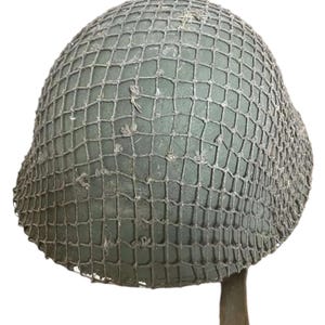 Army Metal Combat Helmet WW11 1940s Original Authentic with Camouflage Net and inner Padding military soldier Metal Headgear