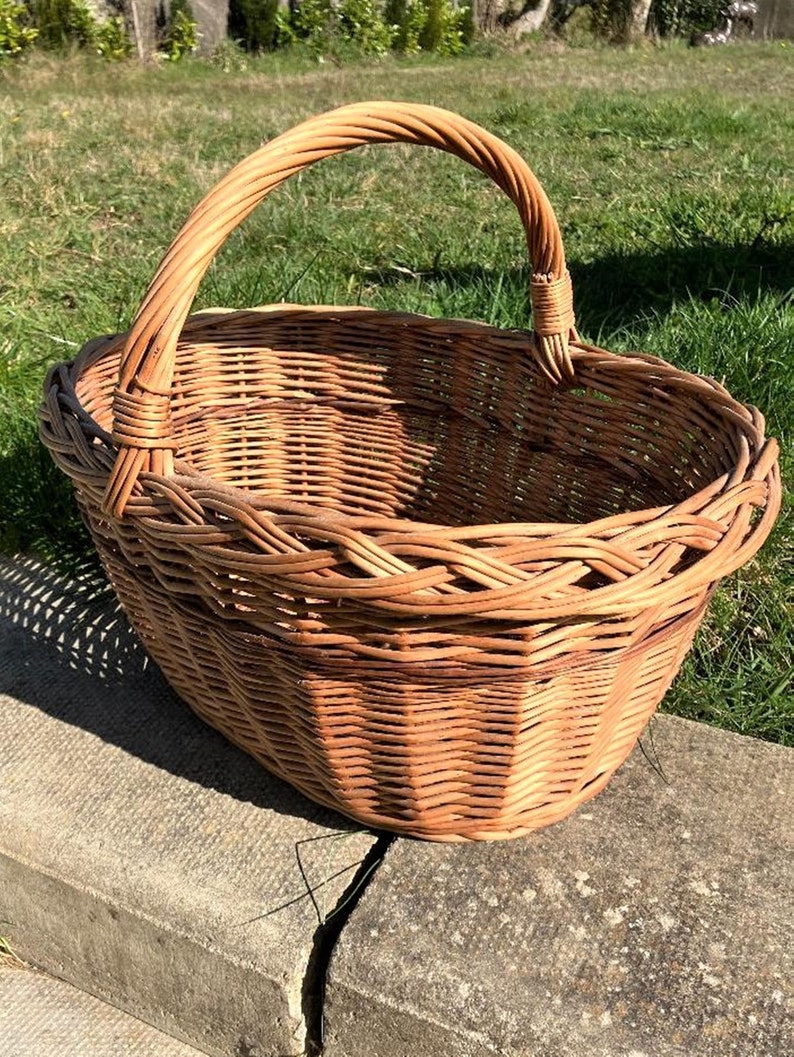 Vintage Wicker Cane Shopping Basket Etsy UK