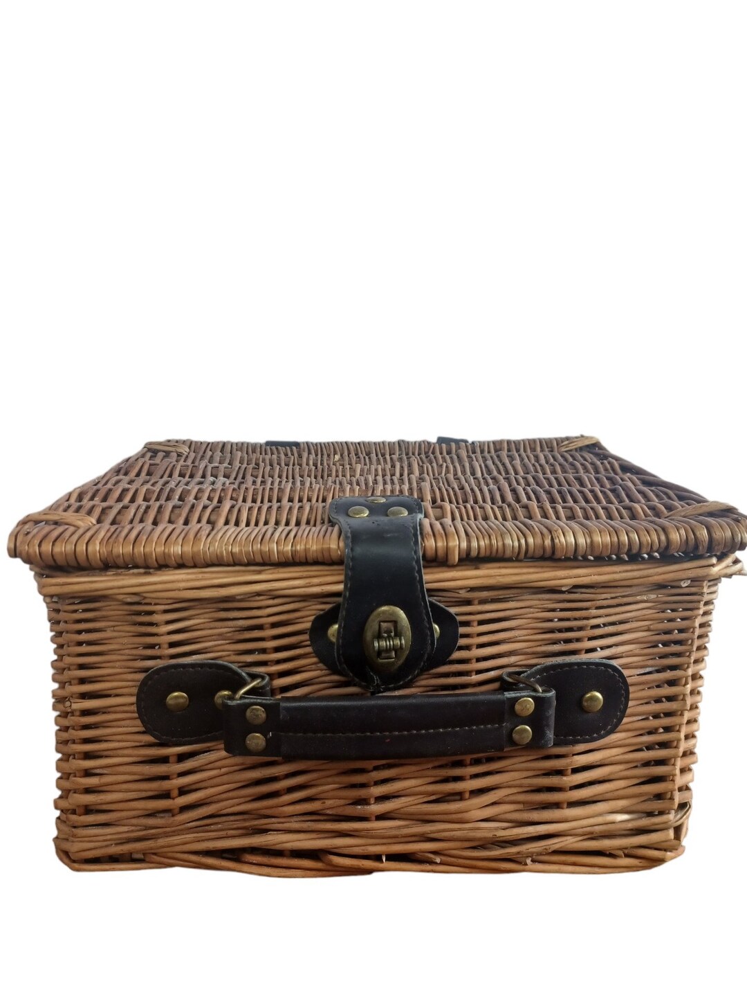 Vintage Wicker Basket Hamper Storage Picnic Craft Rustic Carry Basket Etsy UK
