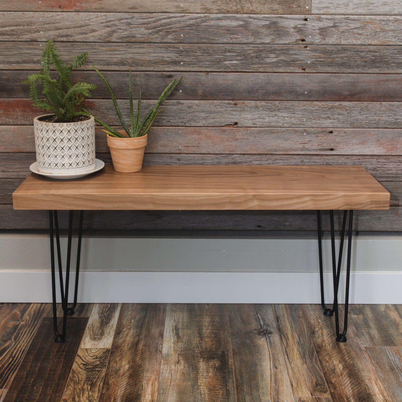 Handmade Black Walnut Entryway Bench Hairpin Leg Bench Etsy