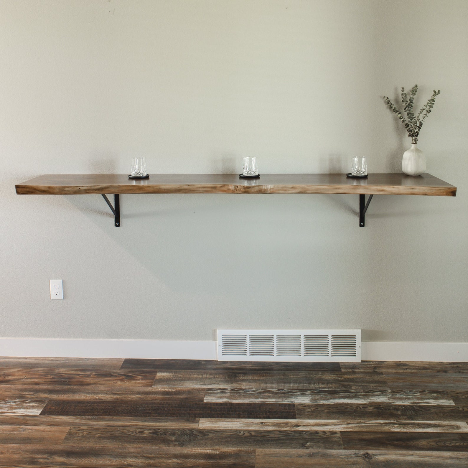The Live Edge Walnut Floating Bar Table Etsy