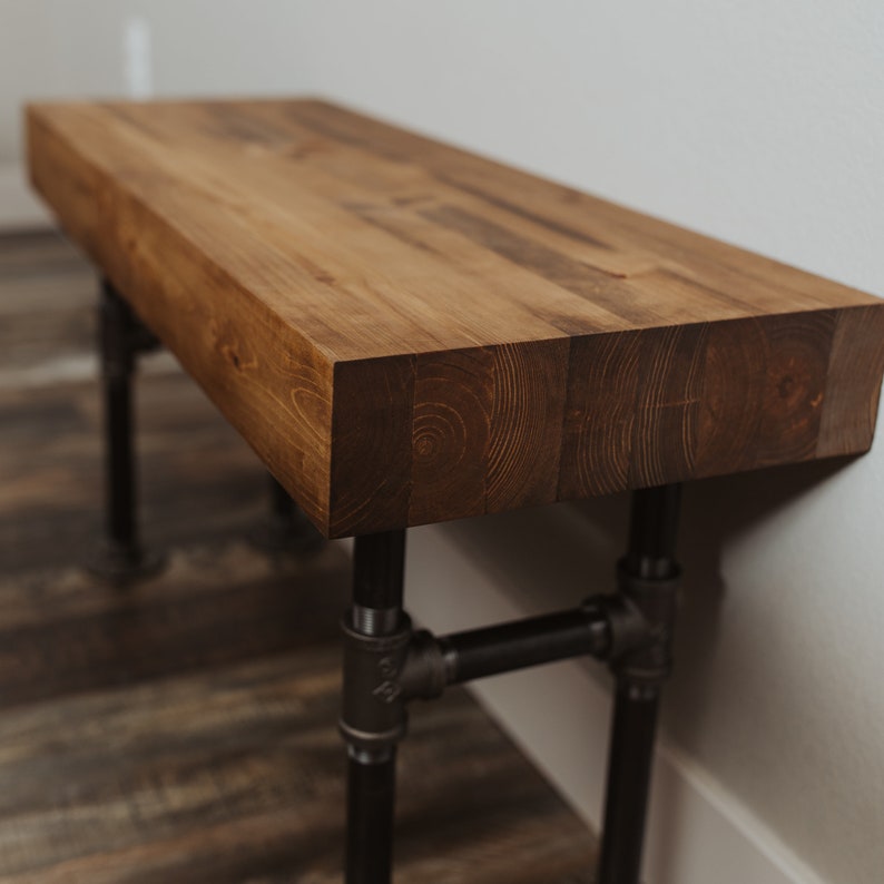 Industrial Entryway Bench Pipe Leg Bench Farmhouse Bench Etsy