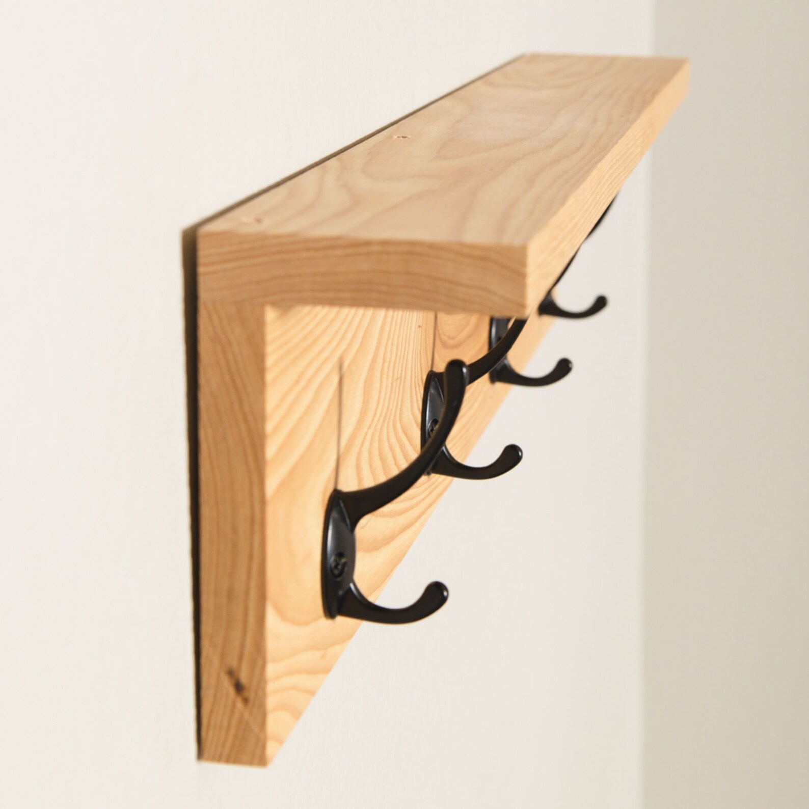 Solid Hickory Coat Rack With Top Shelf Towel Rack Mud Room Etsy