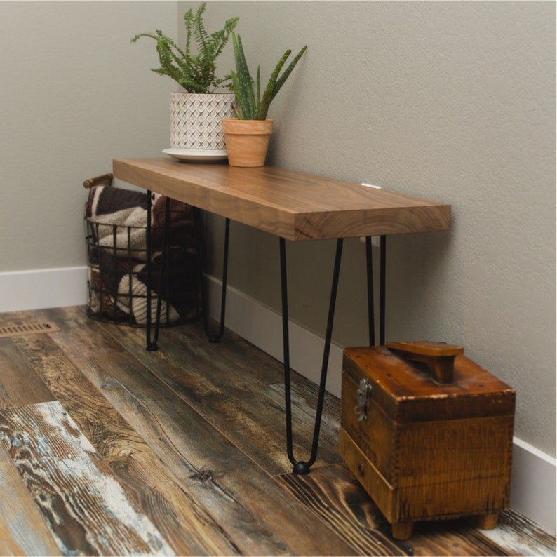 Handmade Black Walnut Entryway Bench Hairpin Leg Bench Etsy