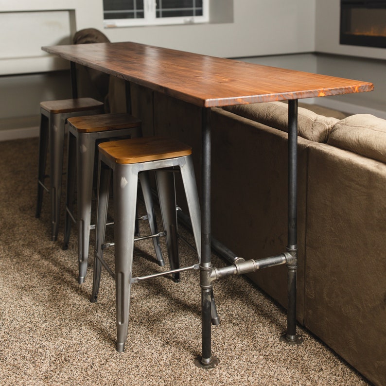 Industrial Wood Sofa Bar Table Farmhouse Bar Rustic Bar Etsy