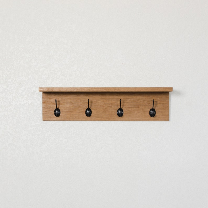 Solid White Oak Coat Rack Shelf Wall Coat Rack With Shelf Etsy