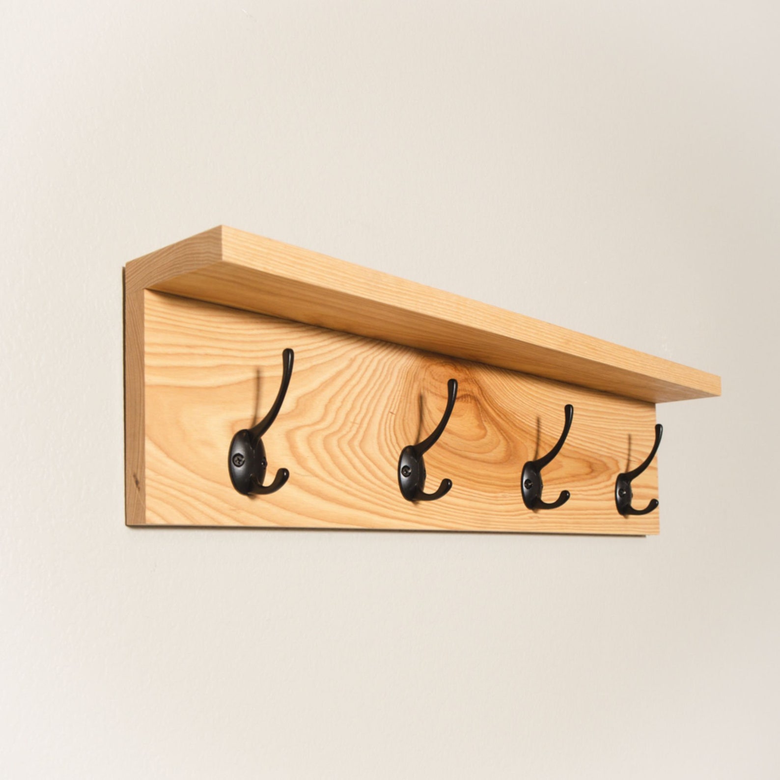 Solid Hickory Coat Rack With Top Shelf Towel Rack Mud Room Etsy