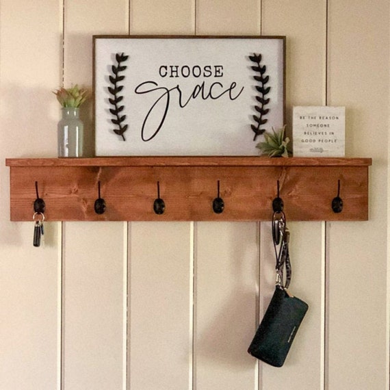 Coat Rack With Shelf Wall Mount Hooks Entryway Rustic Farmhouse Decor Coat Rack With Shelf Wall, White Wood Coat Rack Wall Art