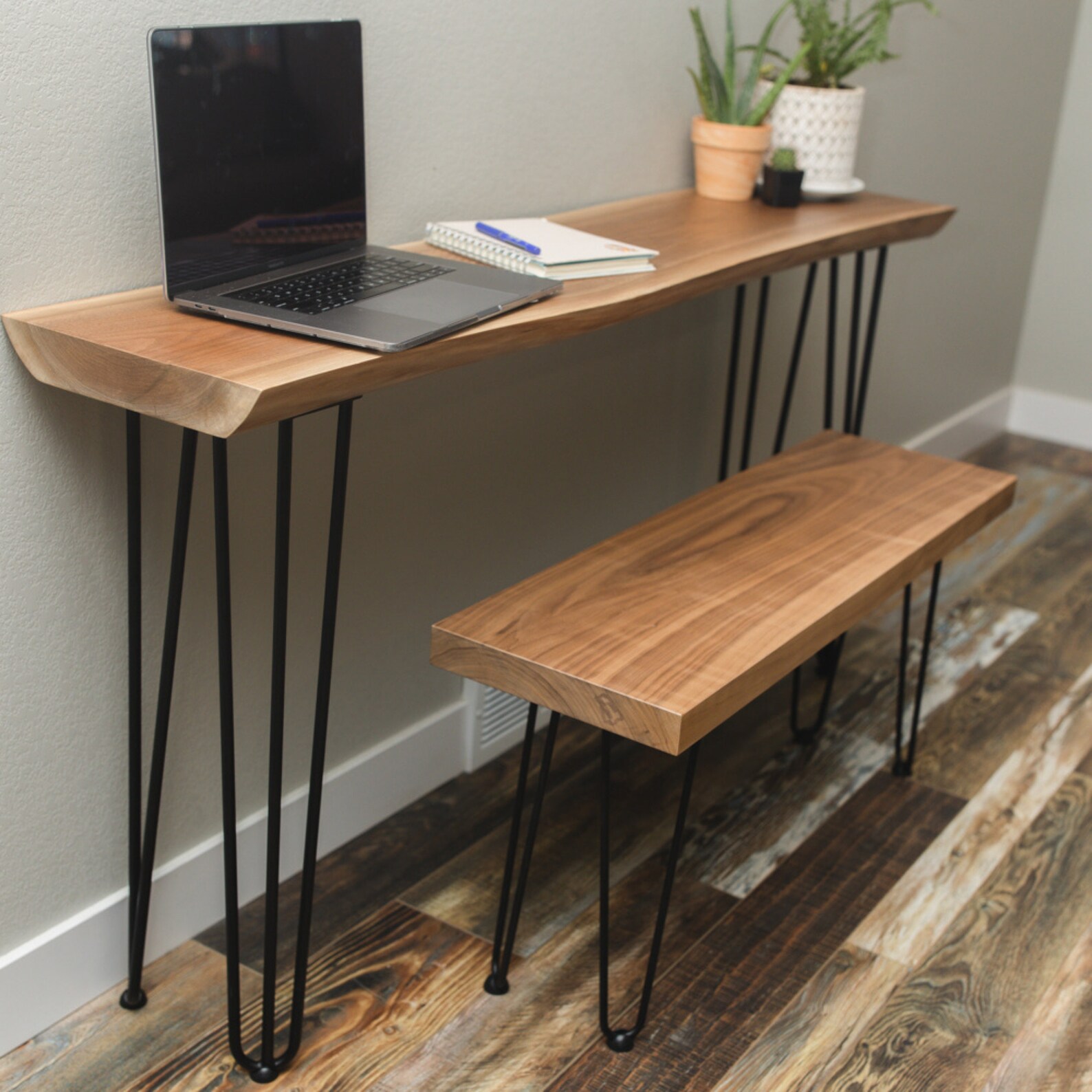 Handmade Black Walnut Entryway Bench Hairpin Leg Bench Etsy
