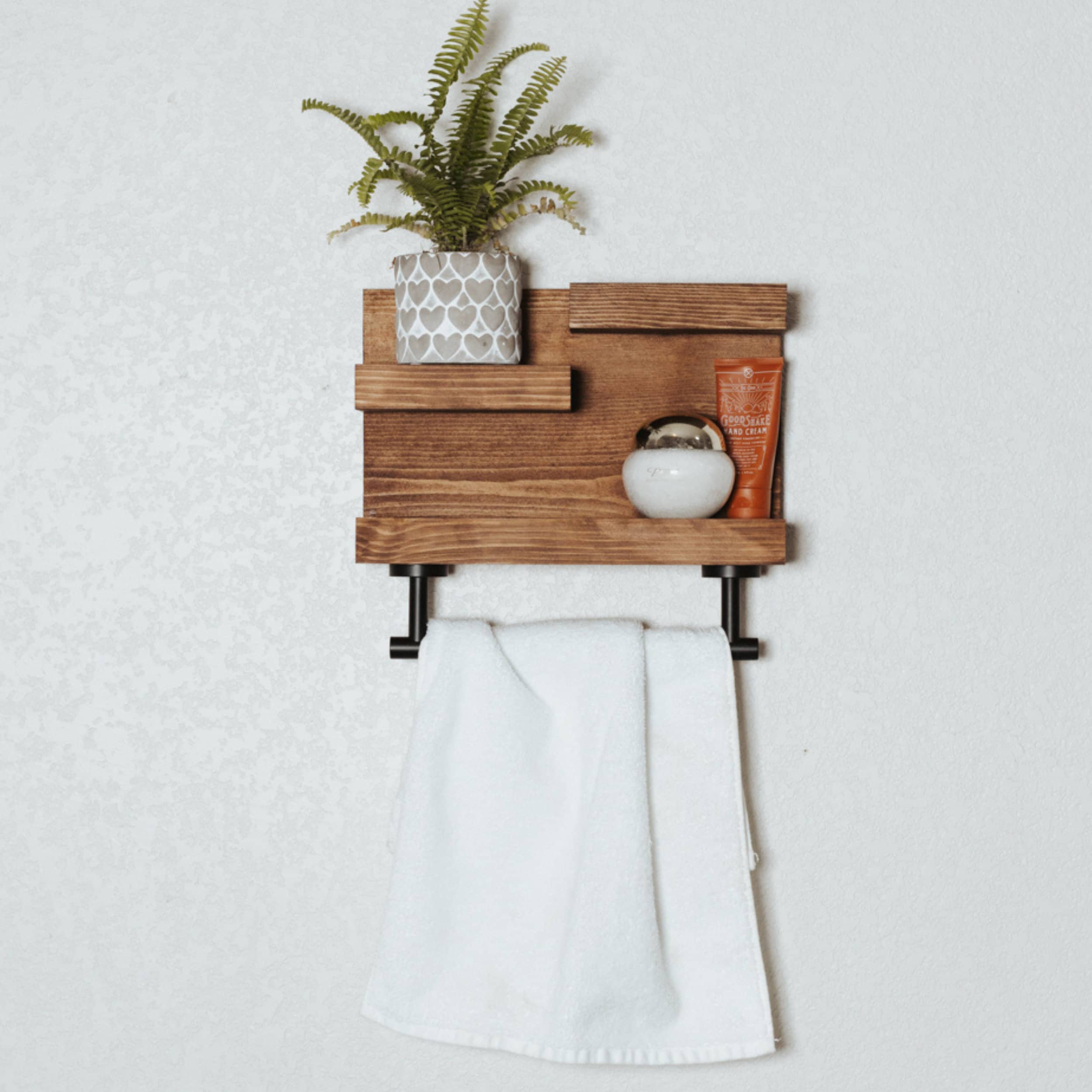 Bathroom Shelf Organizer With Towel Bar Bathroom Wall Decor Etsy