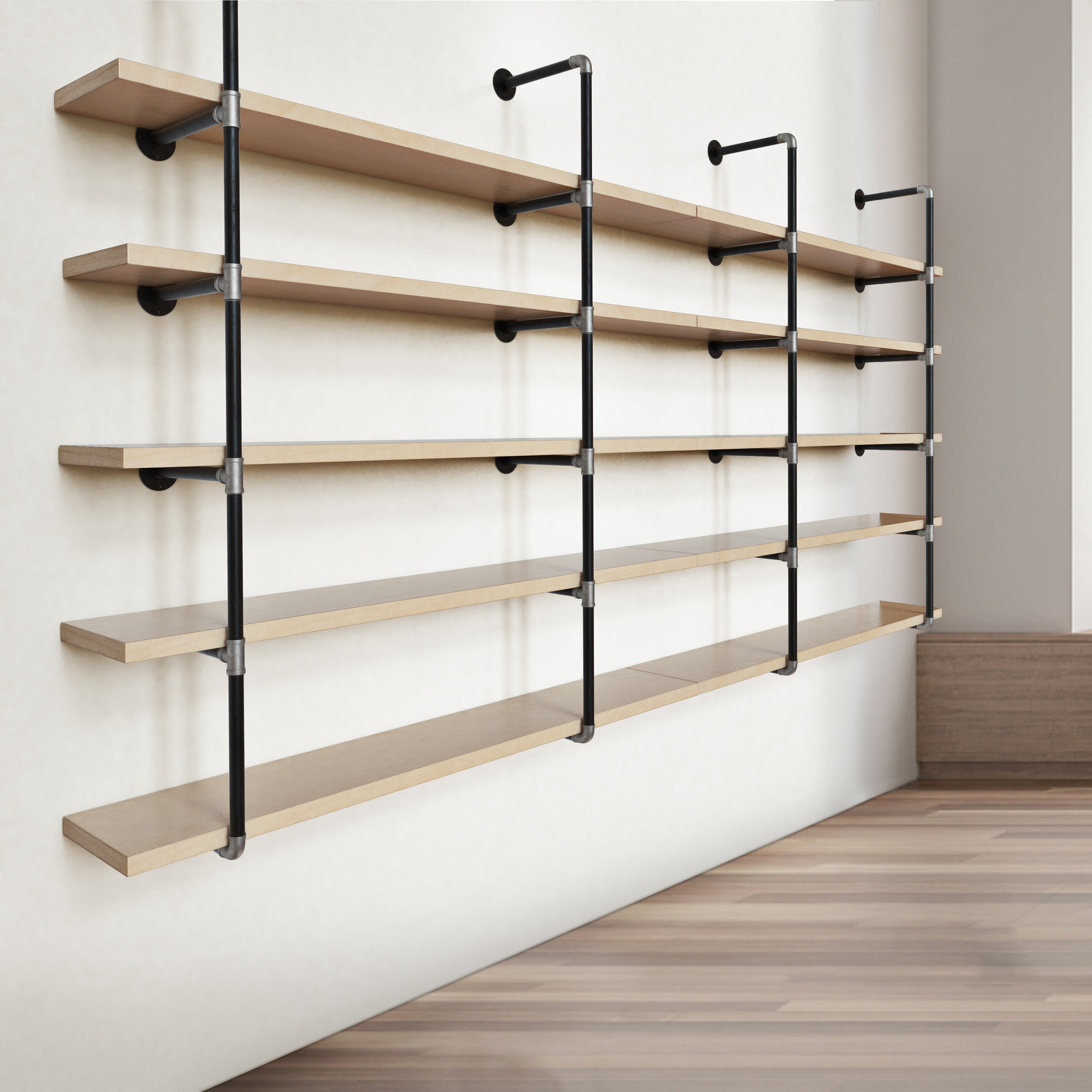 Industrial Hanging Pipe Fitting Shelf Tiered Shelf Etsy