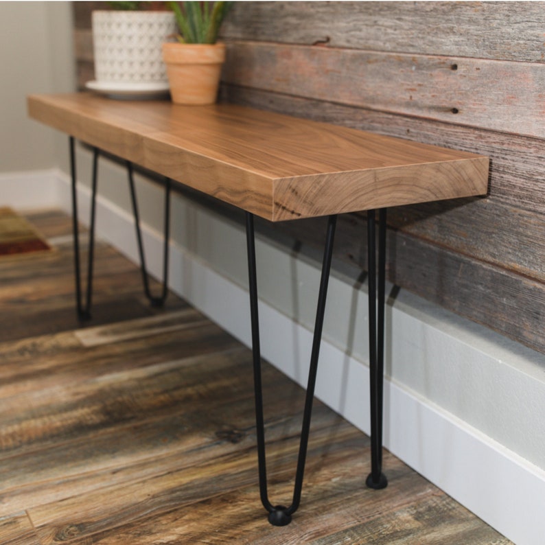 Handmade Black Walnut Entryway Bench Hairpin Leg Bench Etsy