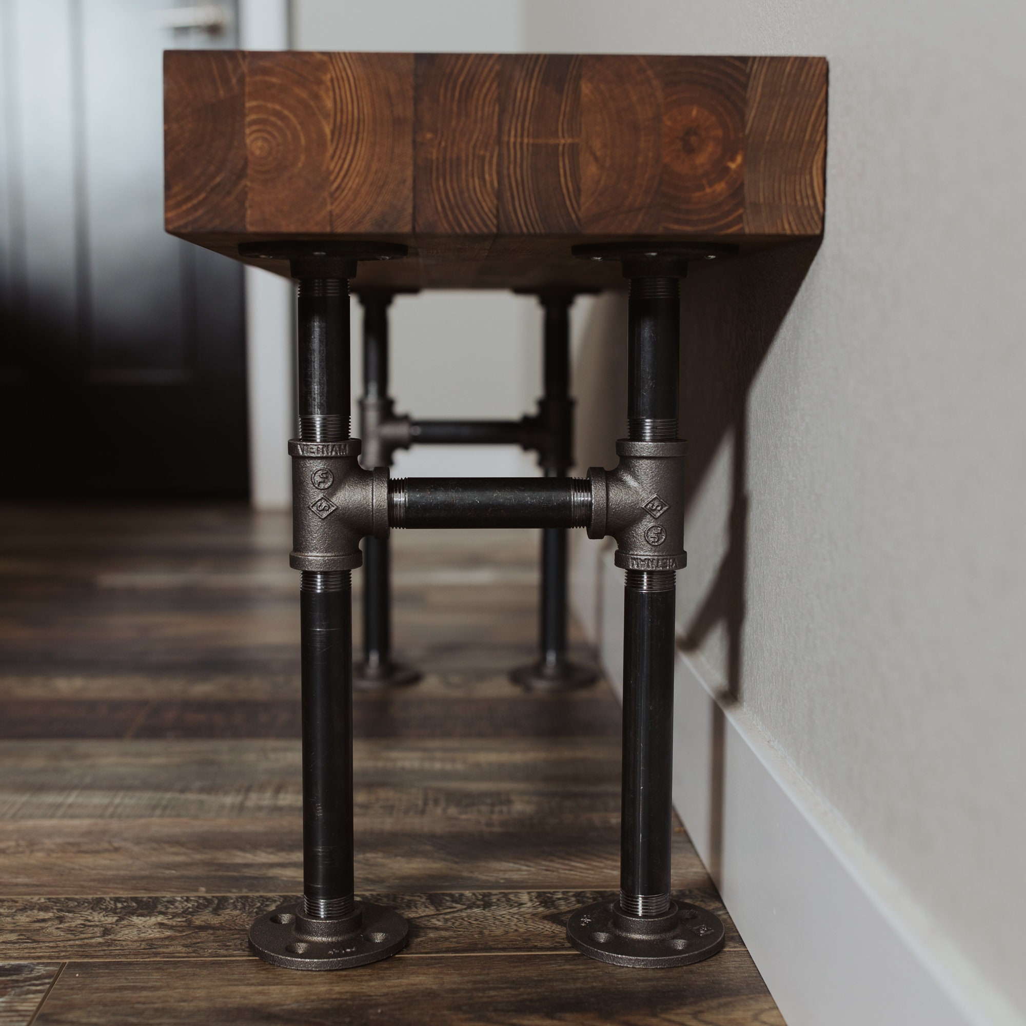 Industrial Entryway Bench Pipe Leg Bench Farmhouse Bench Etsy