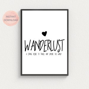 Travel poster | Travel quotes | Wanderlust printable wall art |  wanderlust definition | life quote print | wanderlust art | gift inspo |