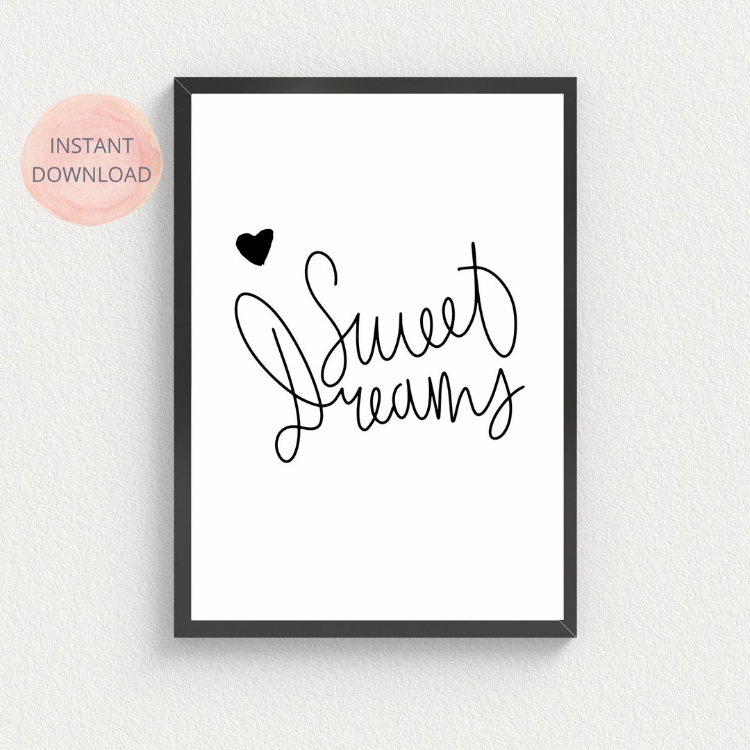 Sweet Dreams Print Sweet Dreams Wall Art Bedroom Prints Bedroom Décor