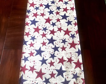 Stars Table Runner - Patriotic Stars - Summer Table Decor - Stars and Stripes - July 4th Party - Table Linens - Reversible Runner - Summer