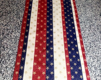 Patriotic Table Runner - Holiday Table Runner - Cotton Fabric Table Decor - Handmade Table Runner - Reversible Runner - Stars and Stripe