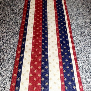 Handmade Patriotic Table Runner: Stars and Stripes Cotton Reversible Linens