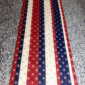 Patriotic Table Runner - Holiday Table Runner - Cotton Fabric Table Decor - Handmade Table Runner - Reversible Runner - Stars and Stripe