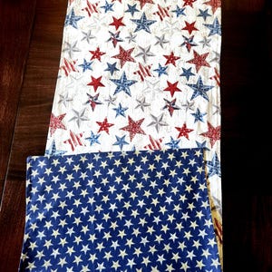 Handmade Patriotic Table Runner: Reversible Rustic Stars & Stripes