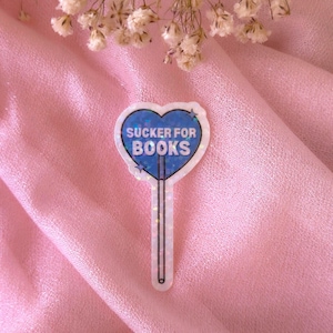 Sucker for Books Sticker | Holographic Book Lover Lollipop Decal | Cozy Literary Gift for Readers | Book Club Girly Kindle