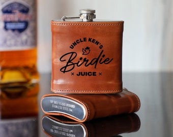 Birdie Juice Flask, Customized 6 oz. Stainless Steel Flask, Gift for Golfers, Custom Golf Flask