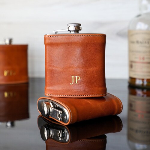 Personalized Leather Flask, Groomsman Flask, Monogram Flask, Engraved Flask, Gift for Groomsman, Hip Flask, Wedding Gift