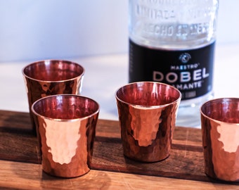 100% Copper Shot Cup 2.5 Ounce, Hand Made Hammered Finish, Shot Glass, Barware, Sharpshooter, Shot Glass, Handmade, Hammered Copper