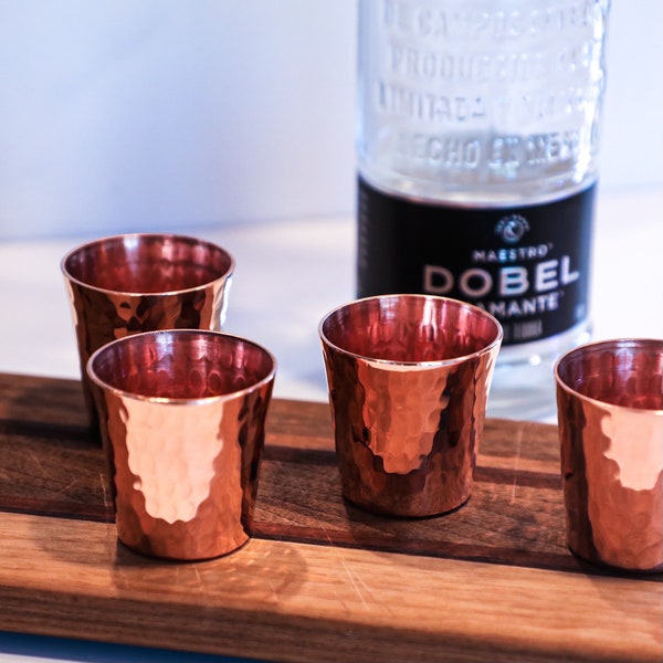 100% Copper Shot Cup 2.5 Ounce, Hand Made Hammered Finish, Shot Glass, Barware, Sharpshooter, Shot Glass, Handmade, Hammered Copper