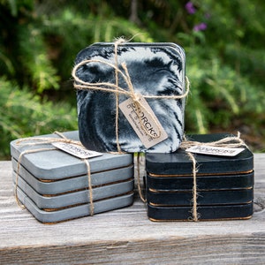 Unique Concrete Coaster Set, Set of Four One-of-a-Kin Coasters, Coaster and Cigar Bundle Gift, Cigar Accessories Gift