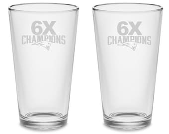New England Patriots Pint Glasses (Set of 2) – Etched 16 oz. Drinkware