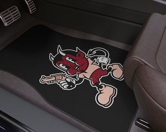 Retro Devil Car Mats, Vintage Style Auto Decor, Set of 2